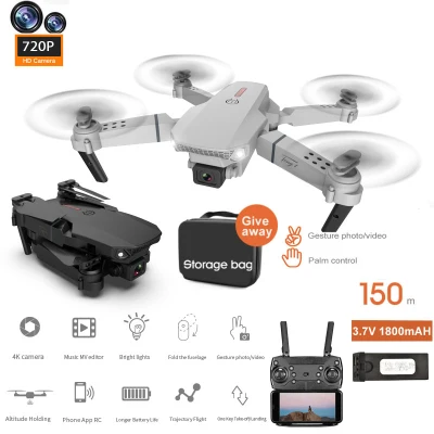 【Malaysia Stock】2021 E88 Pro Mini Drone Spy Camera 4k 720p 1080P Drone With HD Camera Camera Visual Positioning 1080P WiFi FPV Drone Height Preservation RC Quadcopter Mini Drone Foldable Control Drones (3)