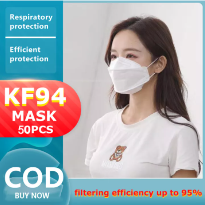 ZOCN 50 ชิ้น 50pcs KF94 หน้ากากอนามัย หน้ากากป้องกัน PM2.5 3mแบบใช้ซ้ำได้ 4 ชั้น KN95 Korean 4ply เกาหลี ระบายอากาศ white n95 facemask หน้ากาก 3D