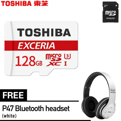 (พร้อมฟรี หูฟังบลูทูธ รุ่น P47 )TOSHIBA Original 128GB Class 10 TF Card Mobile Phone Memery Card Micro SD Card แถมฟรี TF Card Adpter
