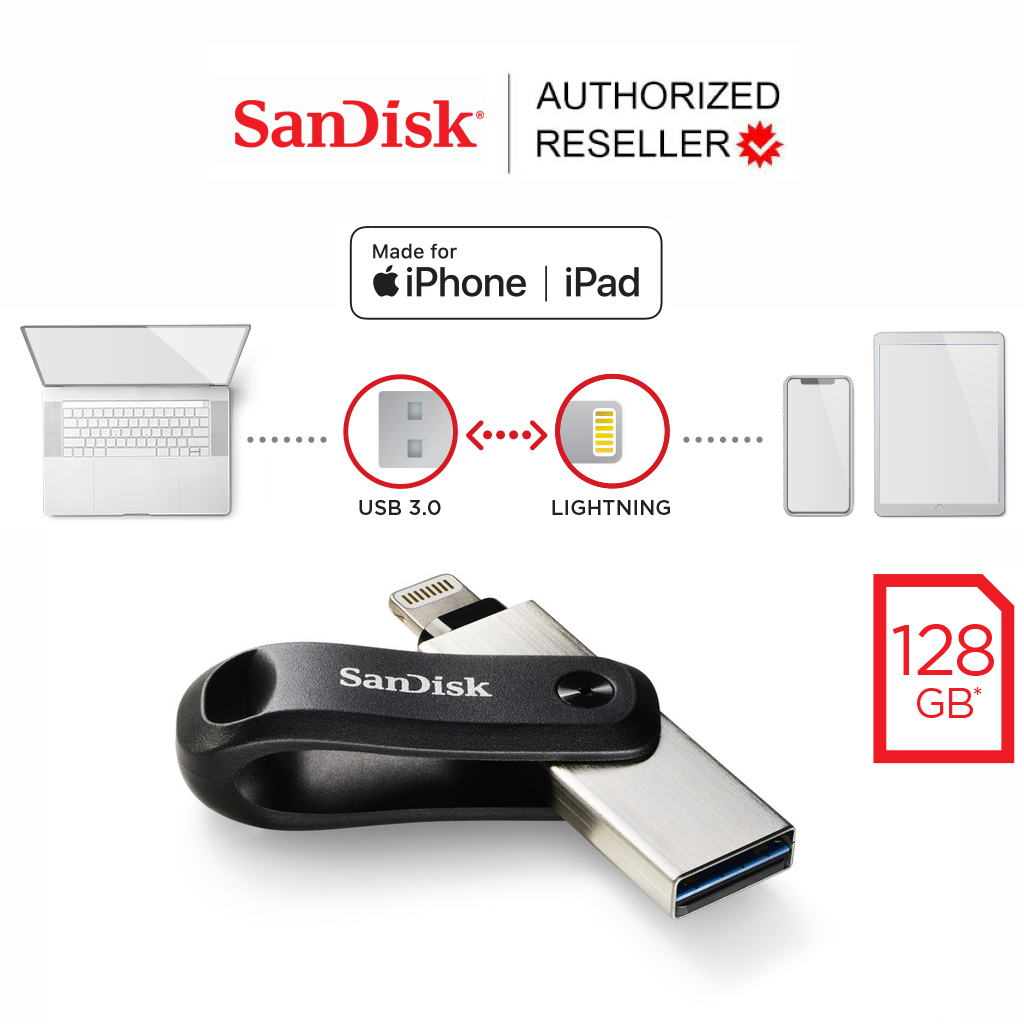 Clé USB SanDisk iXpand Go iPhone/iPad - SDIX60N-128G-GN6NE