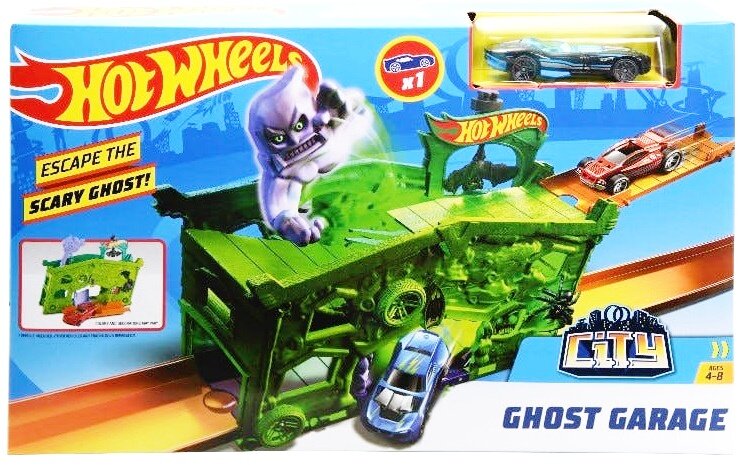 ของเล่น ชุดเซตราง รถแข่ง ฮอต เวล วิว วิล ของแท้ 20ex Hot Wheels Ghost Garage Playset