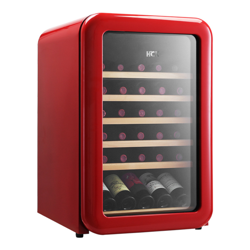ตู้แช่ไวน์ ตู้เก็บไวน์ HCK Wine Cellar ตู้แช่ เก็บไวน์ ตู้แช่ไวน์ย้อนยุค ความจุ42ลิตร อุณหภูมิ5-18องศาเซลเซียส สีแดง Jy Shopz