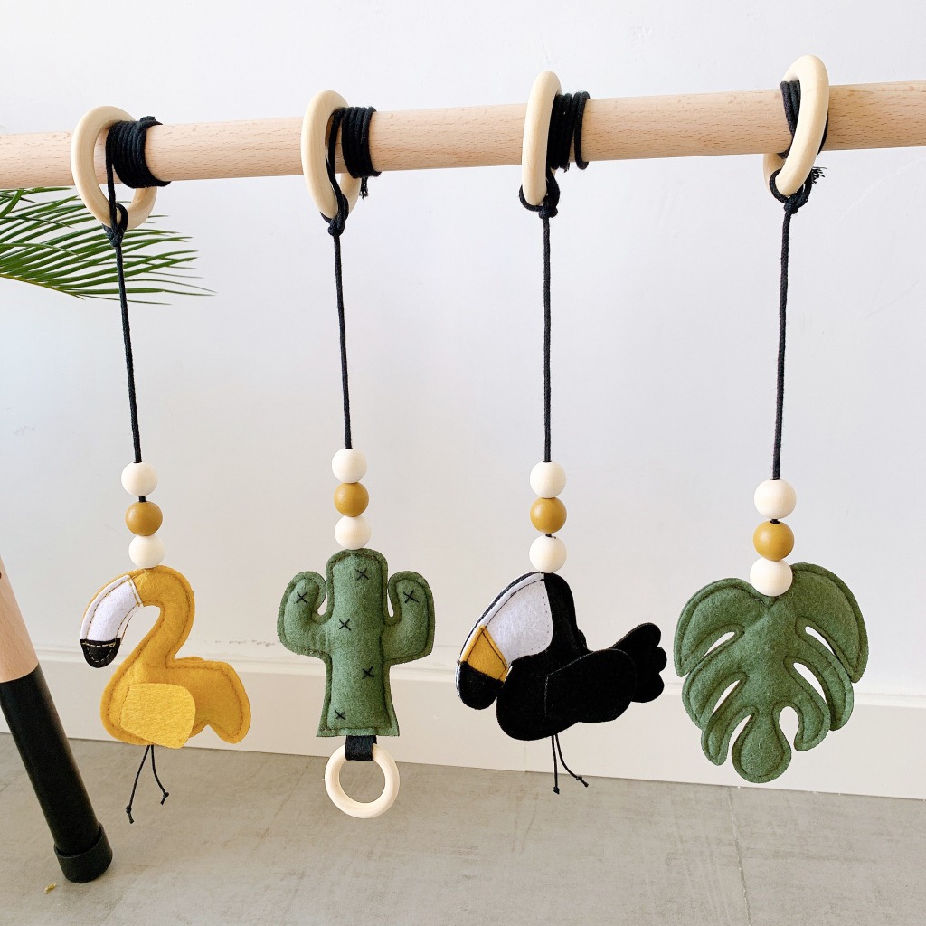 Baby Play Gym Frame Wooden Beech Activity Gym Frame Stroller Hanging ...