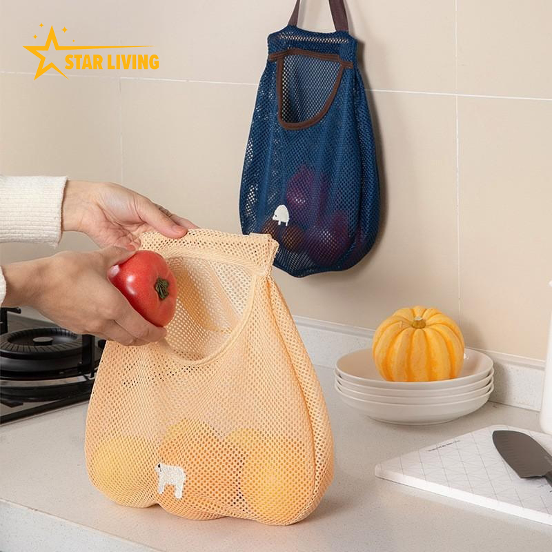 【STARLIVING 】ถุงเก็บกระเทียม สำหรับครัวเรือน ผ้าตาข่ายระบายอากาศได้ดี อเนกประสงค์ พกพาสะดวก เก็บผักและผลไม้ได้ด้วย กระเป๋าเก็บกระเทียมหัวหอม