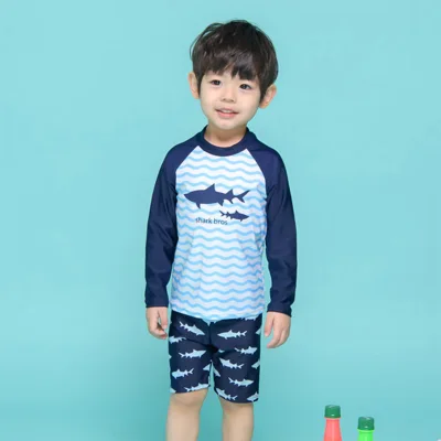 Toddler Kids Boys Cartoon Shark Shorts Hat Swimwear Swimsuit Rash Guards Sets
