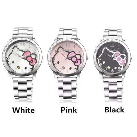 นาฬิกาข้อมือ เฮลโหล คิตตี้ นาฬิกา สายเลส สแตนเลส สเตรเลส Hello Kitty เฮลโหล คิตตี้ (มี 3 สีให้เลือก กรุณาเลือกสีก่อนสั่ง)