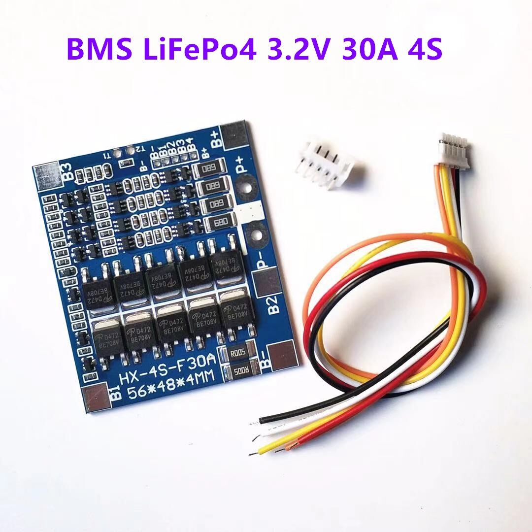 วงจรป้องกันแบตเตอรี่ BMS LiFePo4 3.2V 30A 4S (Peak 56A) บาลานซ์: 58mA ชนิด Common port