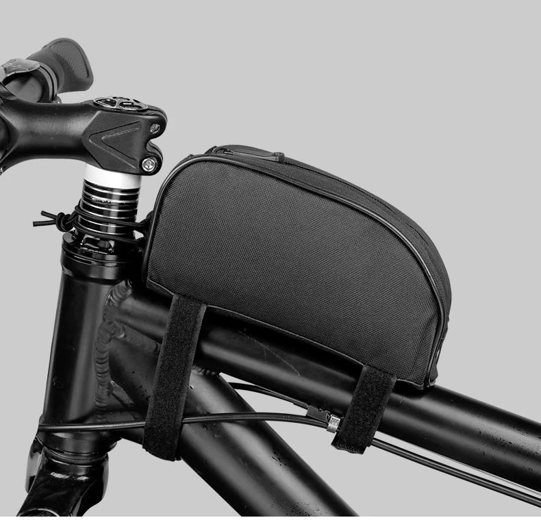 กระเป๋าจักรยาน กระเป๋าใส่สัมภาระมีซิปตรงกลาง คาดเฟรมแนวตั้ง (สีดำ)