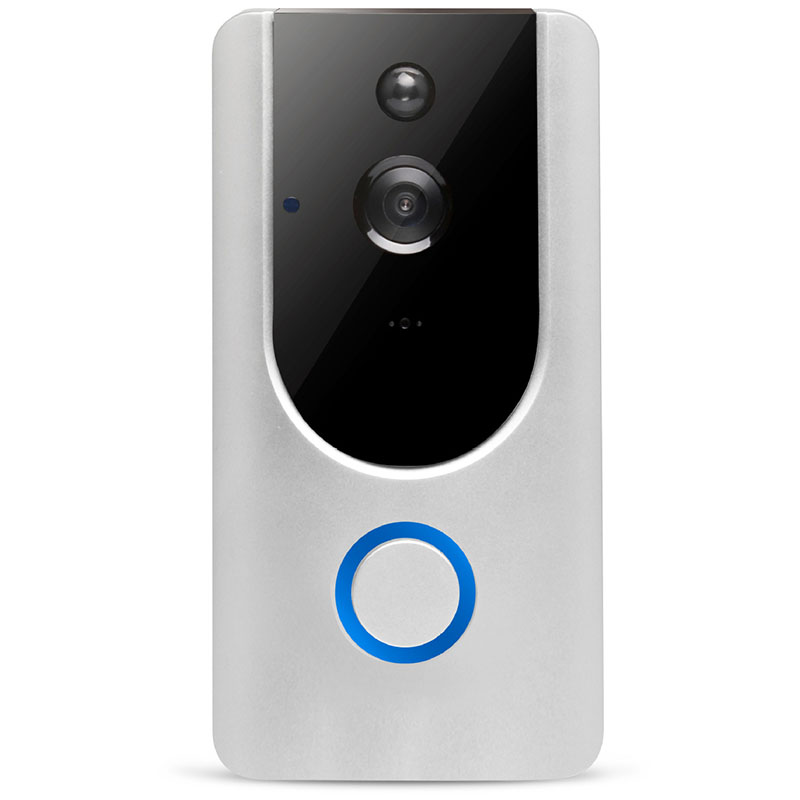 Smart Wireless WiFi Video Doorbell Hd Security Camera with Pir Motion Detection Night Vision Silver