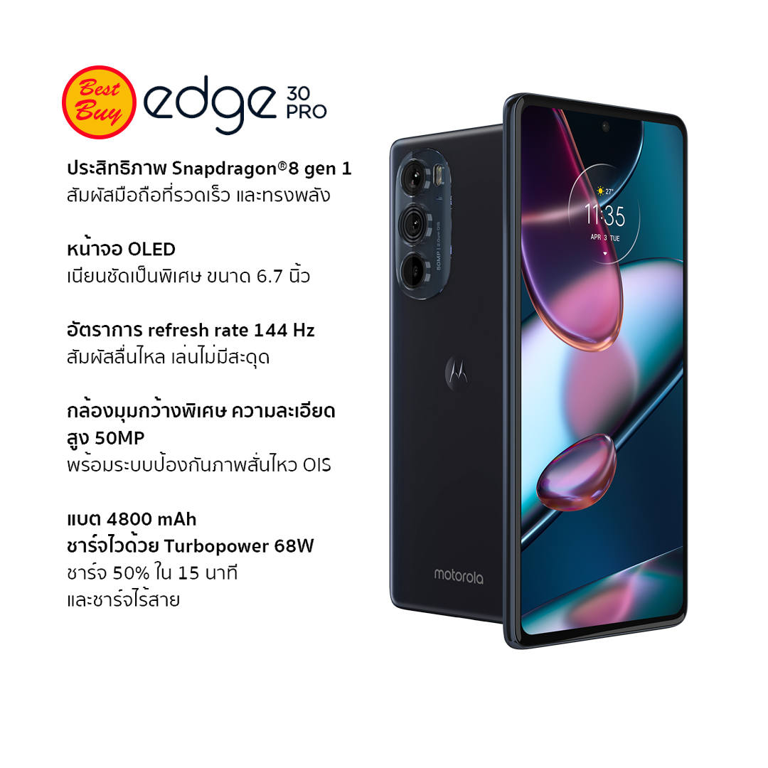 Motorola Edge 30 Pro รับประกันศูนย์ไทย 1ปี(XT2201-1) Ram 12GB Rom