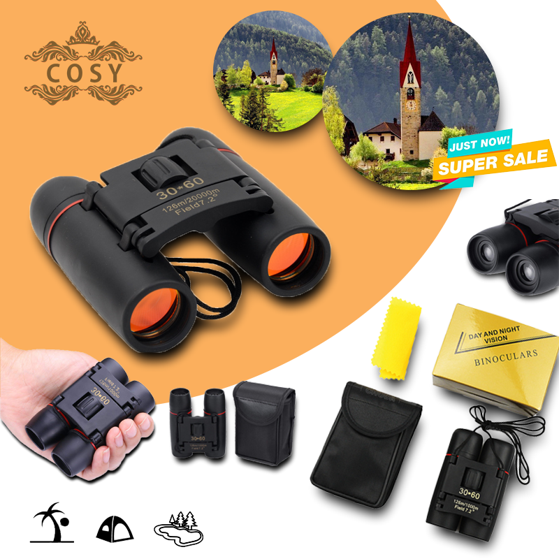 กล้องส่องทางไกล  เดินป่า ส่องนก สองตา  Mini Folding Binoculars, 30 x 60 Telescope Lens Small Binoculars Compact for Adults Kids, Mini Binocular for Bird