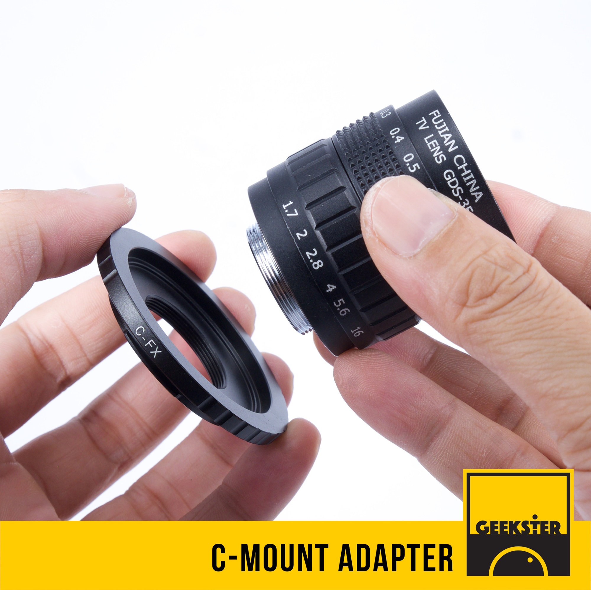Adapter C mount ใช้แปลงเลนส์มือหมุน Fujian / Wesley / C mount สำหรับ Mirrorless ( FUJI / OLYMPUS / SONY / PANASONIC / CANON / Nikon1 ) ( C-FX / C-NEX / C-m43 / C-EOS M / C-N1 Lens Adapter ) อแดปเตอร์ Lens Mount Adapter C-Mount ( Geekster )