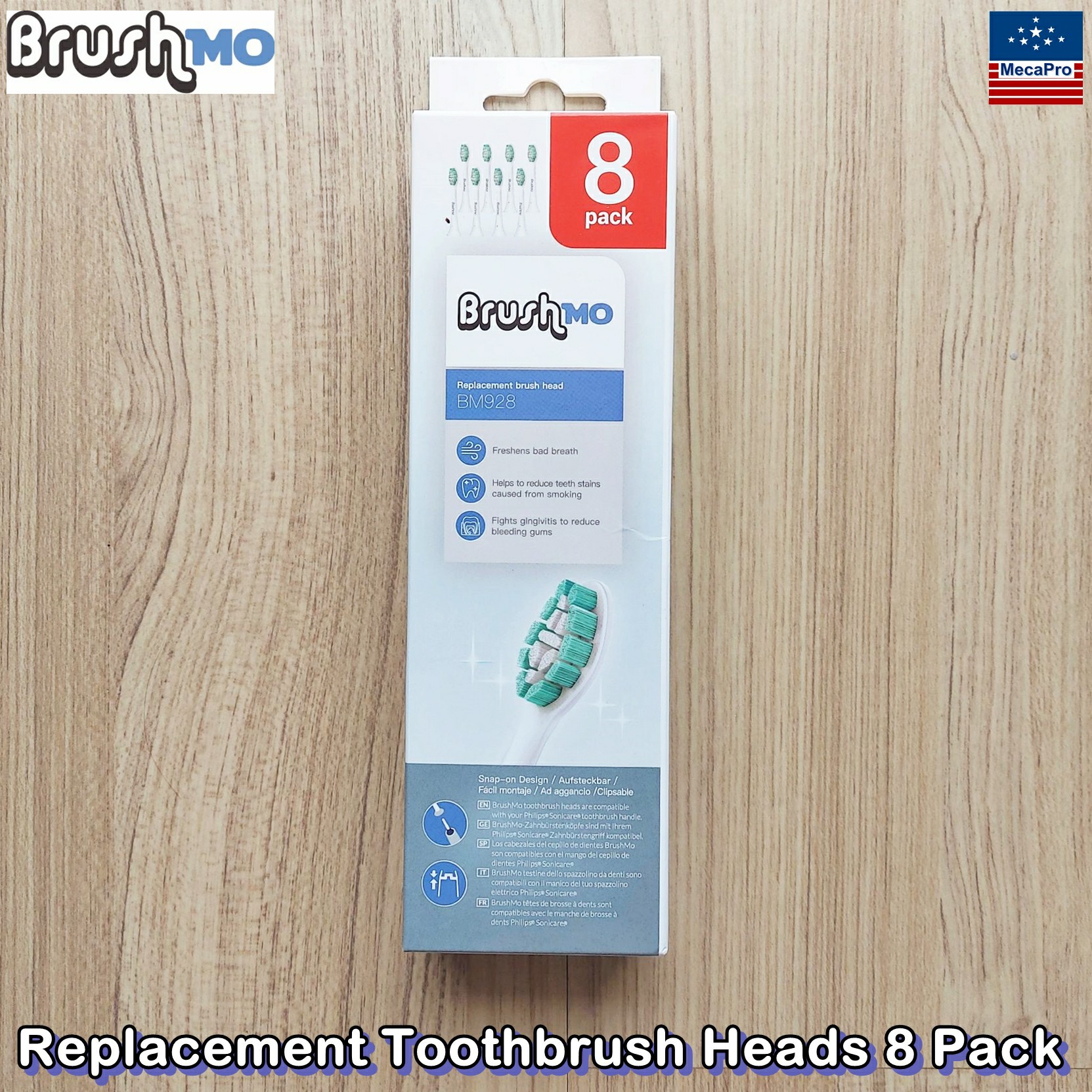Brushmo Replacement Toothbrush Heads 8 Pack หัวแปรงสีฟันไฟฟ้า ใช้กับแปรงสีฟันไฟฟ้า Phillips Sonicare ได้