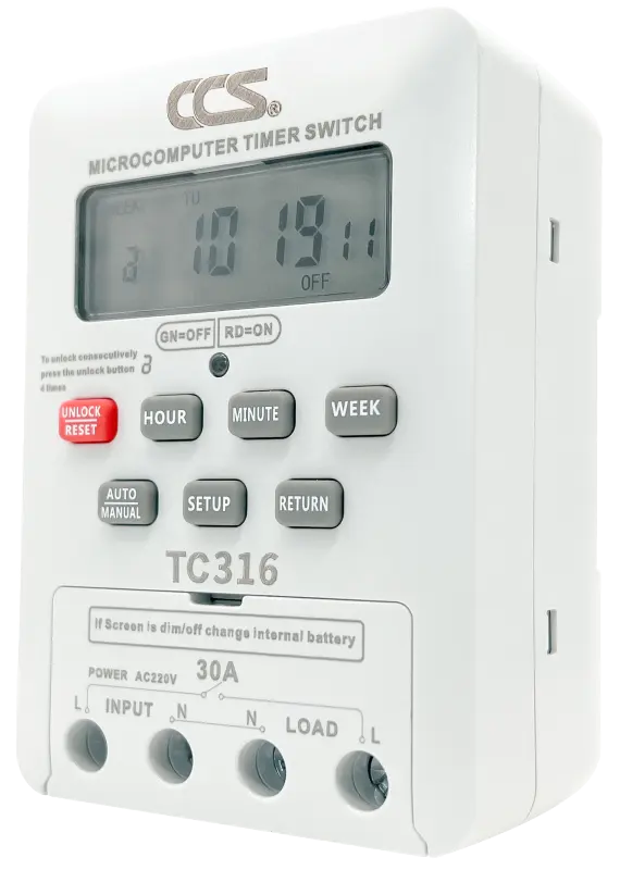 ภาพสินค้านาฬิกาตั้งเวลา เปิด-ปิด อัตโนมัติ แบบ 24 ชม. Timer Switch รุ่น TC316 ขนาด 220V 30A ( สินค้ารับประกัน5ปี ) แบรนด์ CCS จากร้าน Chaophraya Electrical (Official) บน Lazada ภาพที่ 2