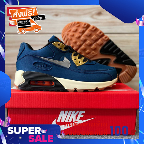 รองเท้าผ้าใบ Nike Air Max 90 Blue Navi Size36-45 สินค้าพร้อมกล่อง อุปกรณ์ครบ รองเท้าnike รองเท้าไนกี้ รองเท้าแฟชั่น sneaker lazada ส่งฟรี เก็บปลายทาง เคอรี่