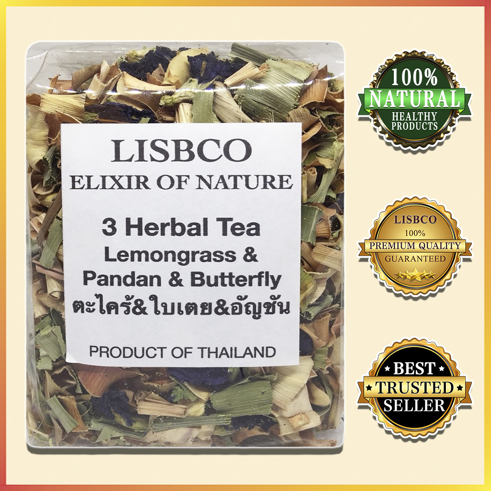 ตะไคร้  ใบเตย  อัญชัน 100 กรัม Herbal Tea Lemongrass Pandan Butterfly 100 Grams Organic Premium Quality Grade A+++ Natural Products