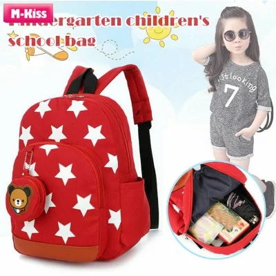 M-Kiss Kids School Backpack Cute Cartoon Print School Bag for Toddlers Boys Girls with Wallet