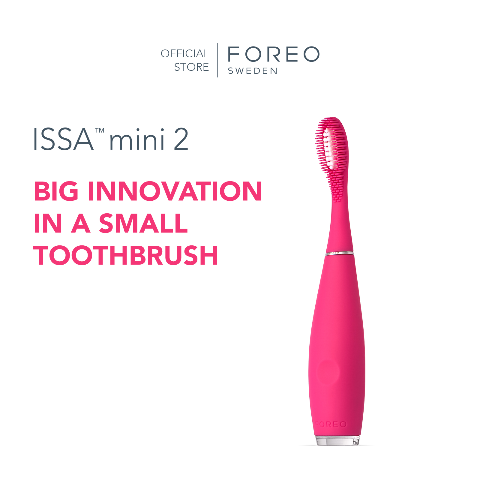 FOREO ISSA mini 2 Wild Strawberry แปรงสีฟันไฟฟ้า ฟอริโอ้ อิซซ่า มินิ 2 สีชมพูเข้ม