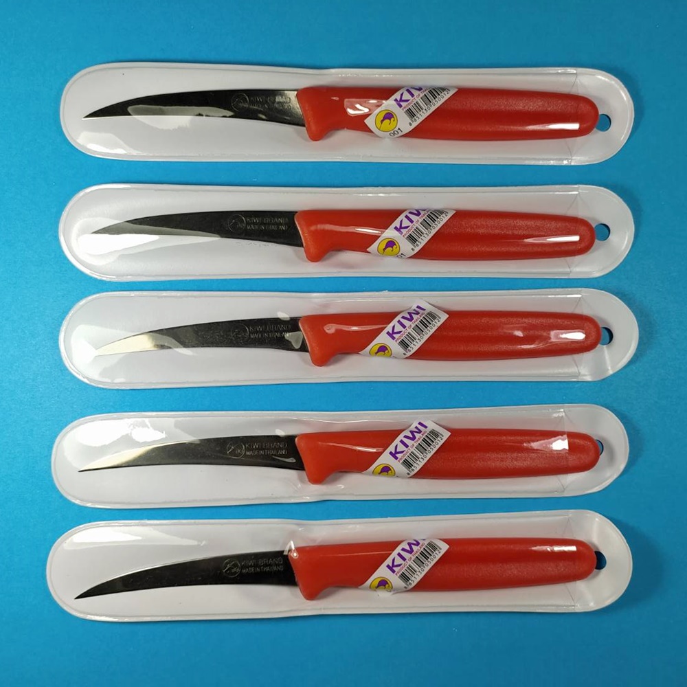 มีดคว้านผลไม้ตรา kiwi ชุด 5 อัน ใบมีดสแตนเลสไม่เป็นสนิมด้ามพลาสติกใช้แกะสลักผักผลไม้ 5 pcs Curved Knives Craft Knife Kiwi Brand 001 Stainless steel Blade Plastic Handle Fruit
