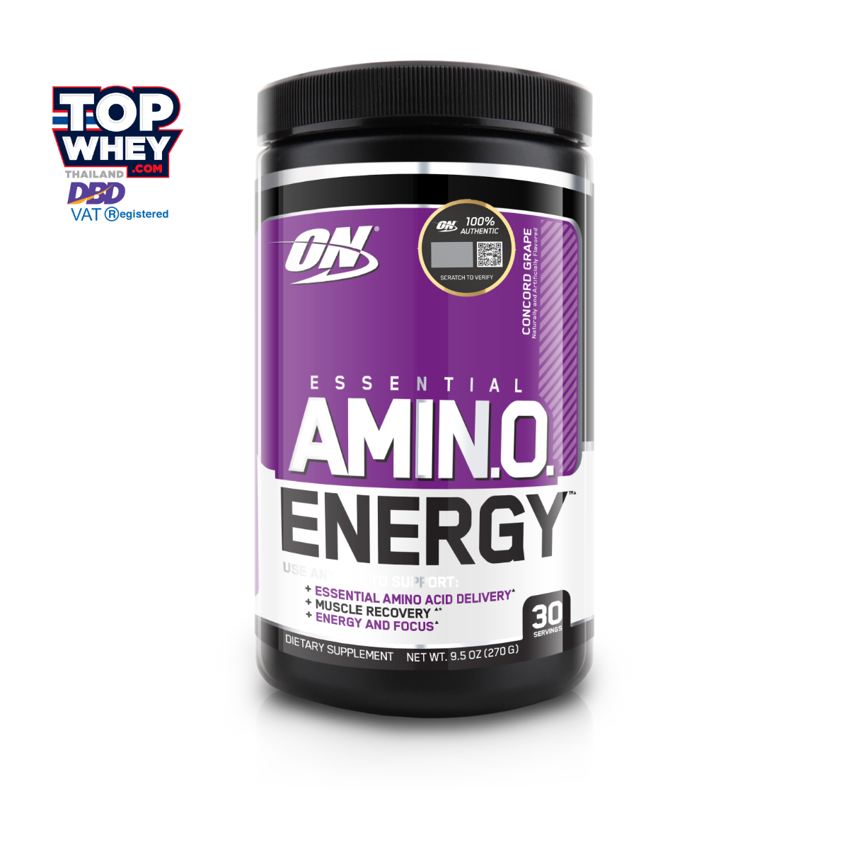 Optimum Nutrition Amino Energy 30 Servings -  Concord Grape – กรดอะมิโน ช่วยให้ร่างกายตื่นตัวสดชื่น  กล้ามเนื้อฟื้นตัวได้ไวขึ้น  ป้องกันการทำลายกล้ามเนื้อและกระตุ้นการสังเคราะห์โปรตีนเพื่อสร้างกล้ามเนื้อ
