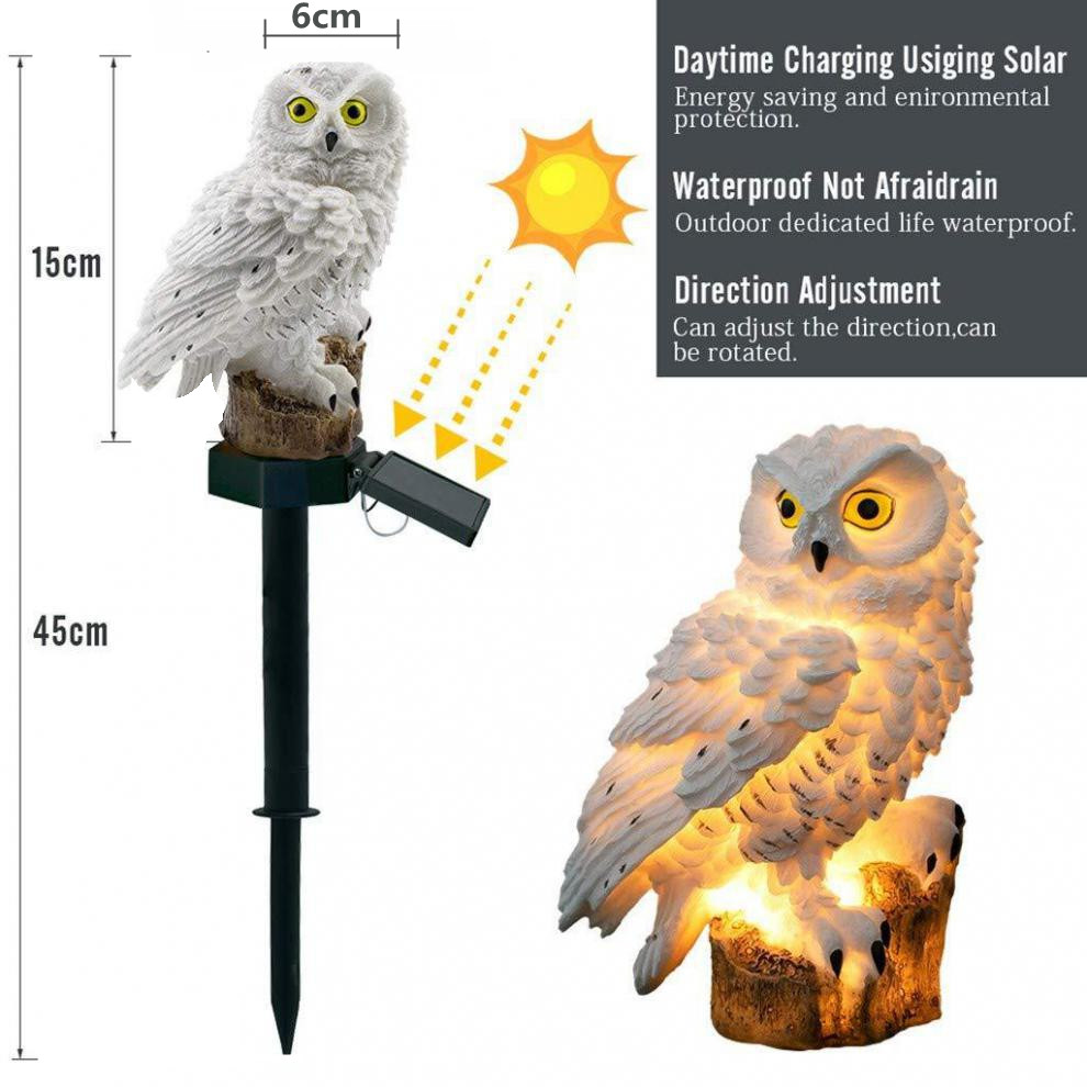Solar Powered LED Lights Garden Owl Animal Pixie Lawn Lamps Ornament ...