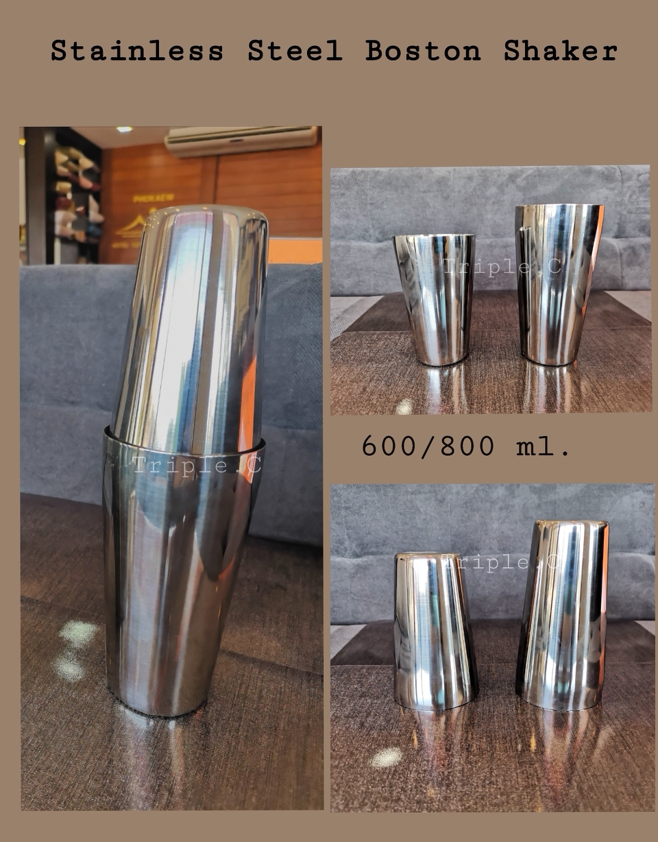 Boston shaker ที่ผสมค็อกเทลเครื่องดื่ม ขนาด 600/700 ml. สีเงิน อุปกรณ์