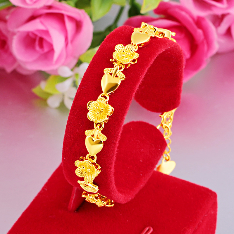 AVAVสร้อยข้อมือผู้หญิง ชุบทอง24K ทองเหลืองชุบทอง สร้อยข้อมือ แหวน สร้อยคอ ต่างหู D0019