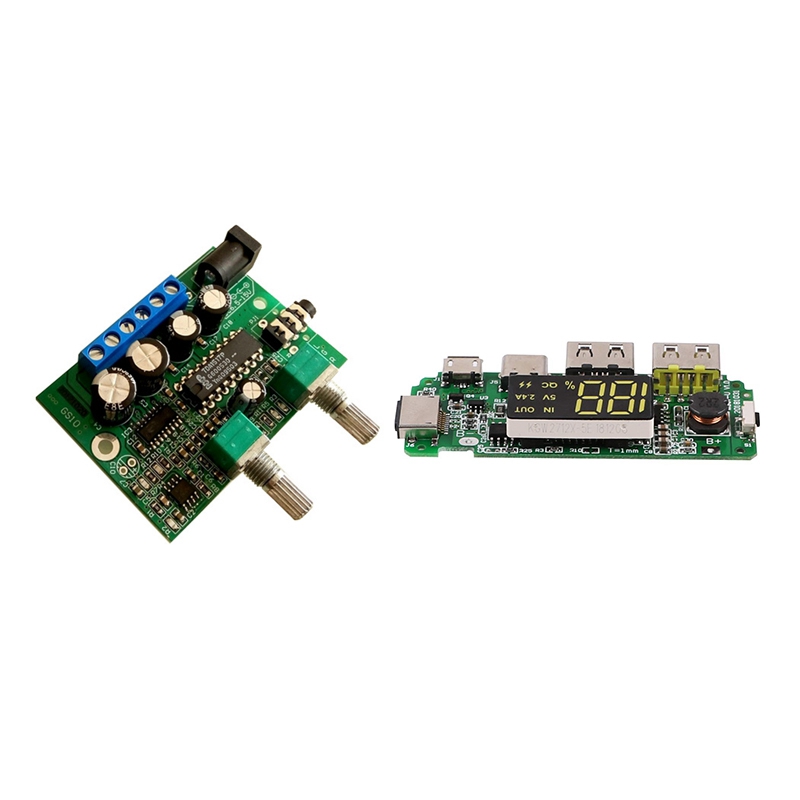 HIFI TDA2030 2.1 Subwoofer Stereo Audio Digital Power Amplifier Board & Dual USB 5V 2.4A 18650 Charger Board