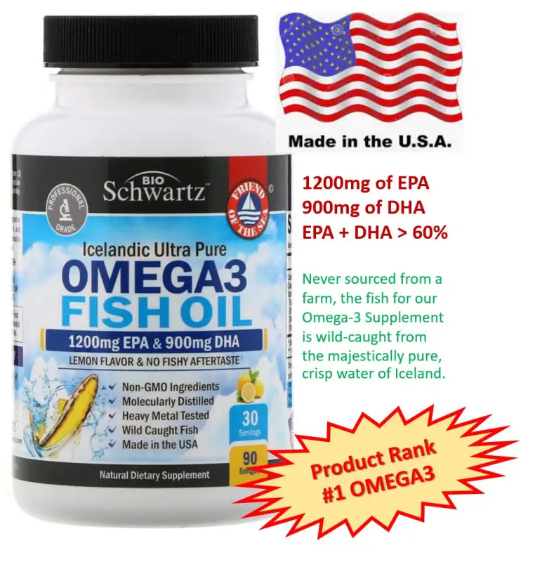 ภาพสินค้าโอเมก้า3 น้ำมันปลา, Fish Oil Omega3, BioSchwartz, Omega 3 Fish Oil, 1200 mg EPA & 900 mg DHA, 90 Softgels, โอเมก้า 3 จากปลาทะเะล จากร้าน 365DDPRODUCT บน Lazada ภาพที่ 1