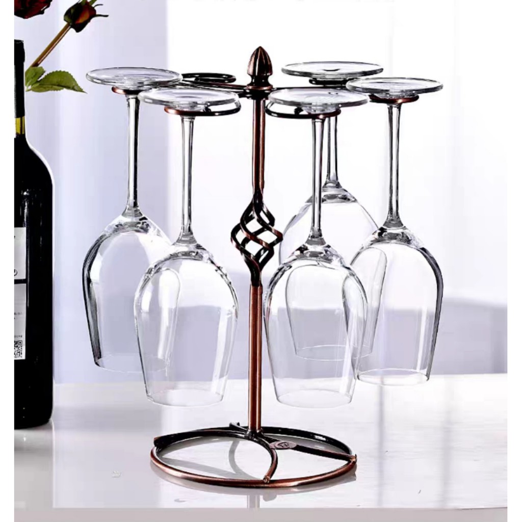 วินเทจดอกไม้บิดผู้ถือแก้วไวน์ที่วางแก้วแชมเปญแก้วไวน์คว่ำชั้นวาง goblet แขวนชั้นวางแก้วไวน์
