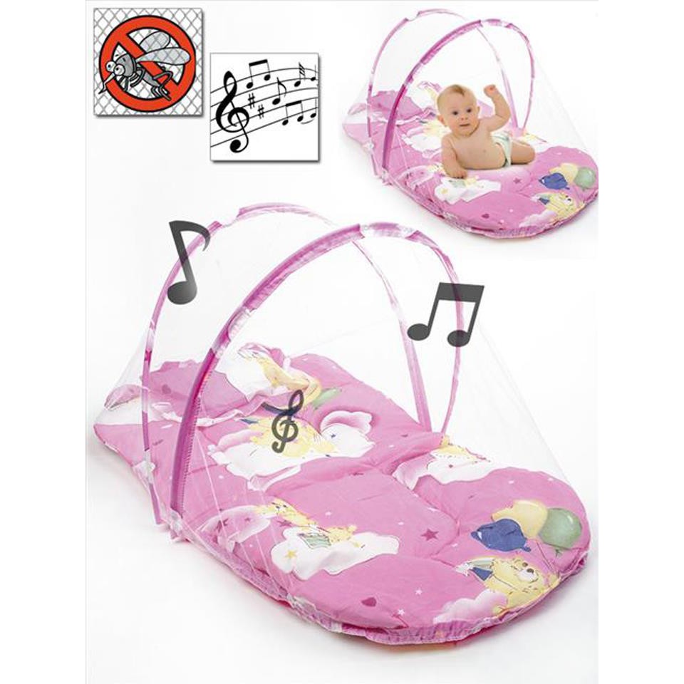 ที่นอนมุ้งกันยุงสำหรับเด็กเล็ก พร้อมเสียงดนตรีกล่อมเด็ก มุ้งครอบเด็กทารก ที่นอนมุ้งเด็กอ่อน Baby Mosquito Net with Music