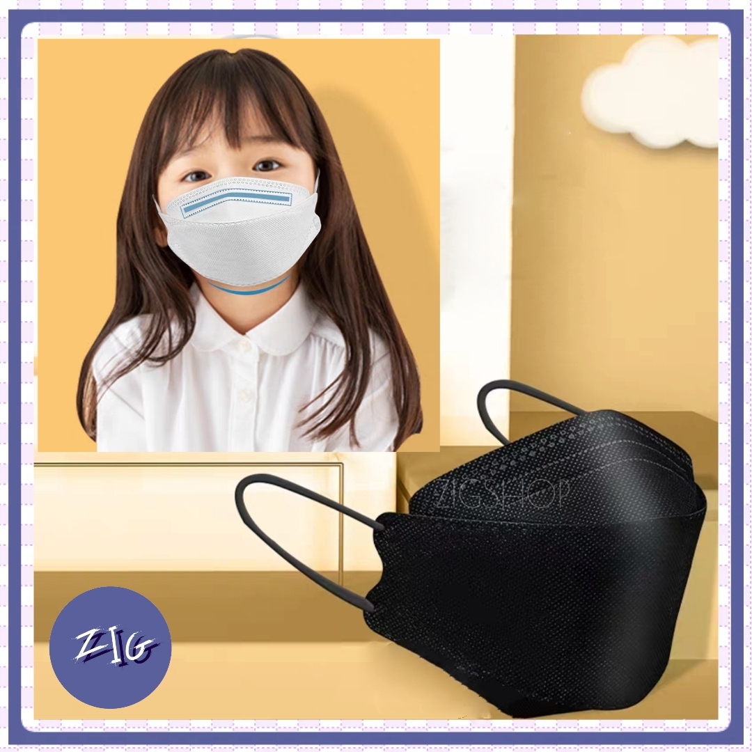 ZIGSHOP 10ชิ้น สีดำ หน้ากากเกาหลีสำหรับเด็ก KN95 หน้ากาก 3D หน้ากากเด็ก