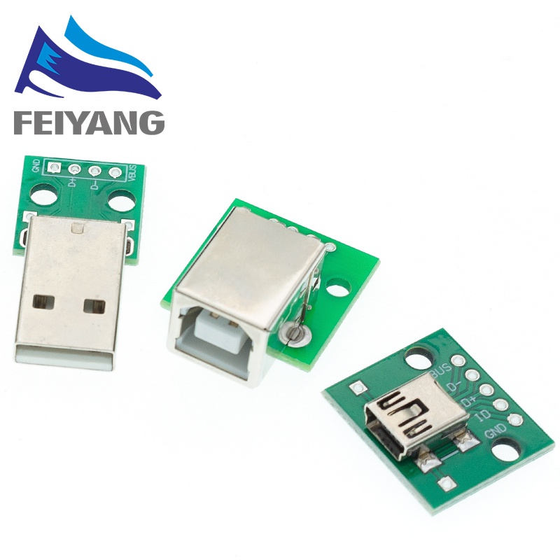 5pcs MICRO MINI USB2.0 3.0 Male Female USB to Dip Female B-type Square interface Printer Mike 5p patch to inline adapter board