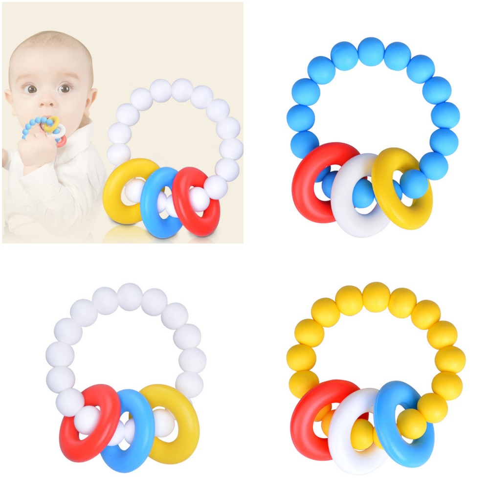 ของเล่นเสริมพัฒนาการยางกัดแบบวงแหวนสำหรับทารกซิลิโคน BPA ฟรีคุณภาพสูง   Baby Teething Ring Toy, High Quality BPA Free Silicone
