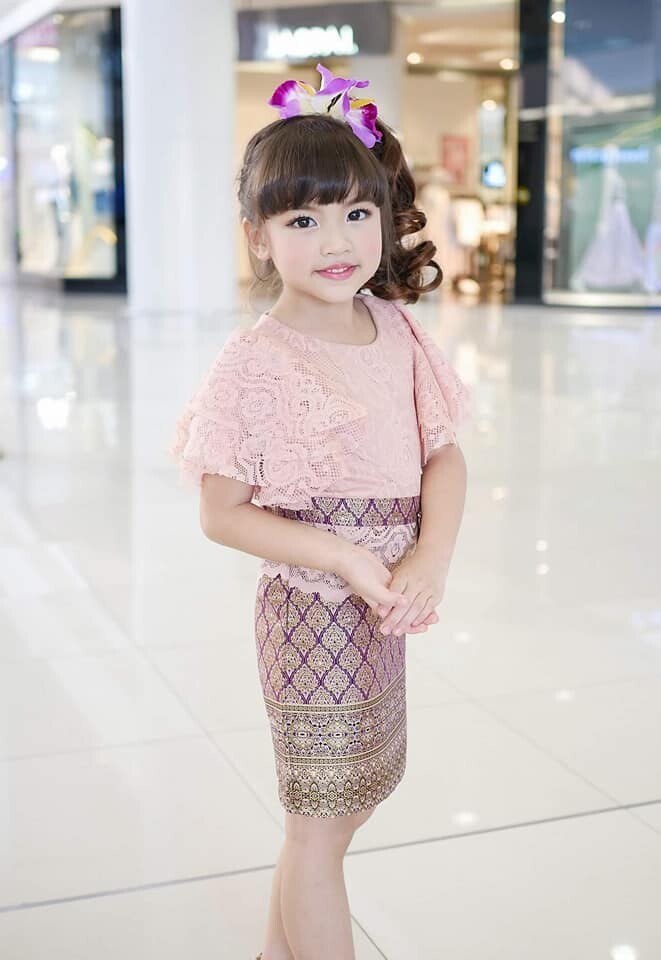 ชุดไทยเด็กหญิง ชุดไทยเด็ก ชุดไทยประยุกต์ ชุดทำบุญ เด็กหญิง Mae Yhing เดรสชุดไทย Thai Costume Girl
