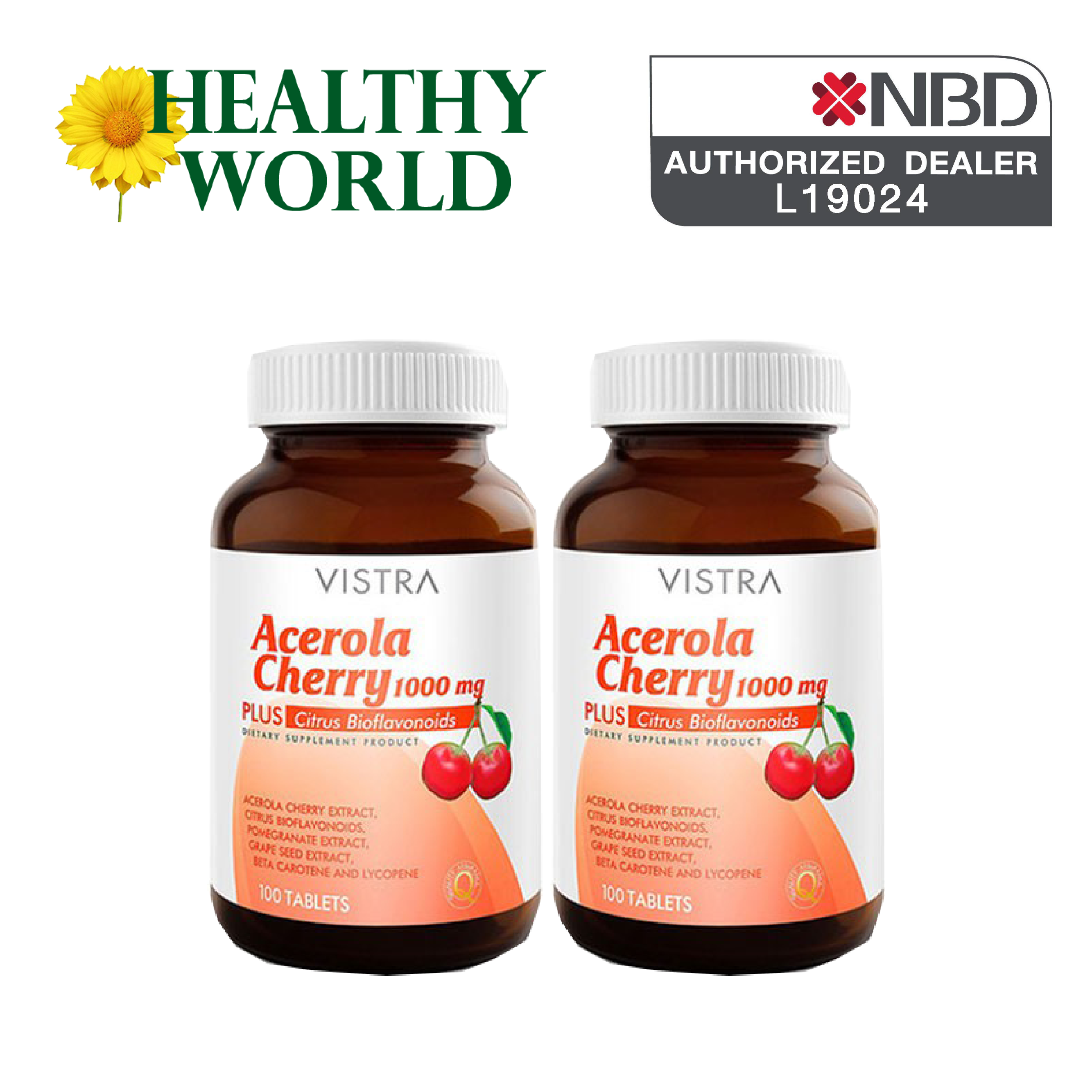 Vistra Acerola Cherry1000 mg. วิสตร้าอะเชโรล่า เชอรี่ 1000 มก.(100 เม็ด2 ขวด) วิตามินซี เพื่อผิวสวย ต้านอนุมูลอิสระพร้อมส่ง มีบริการเก็บเงินปลายทาง