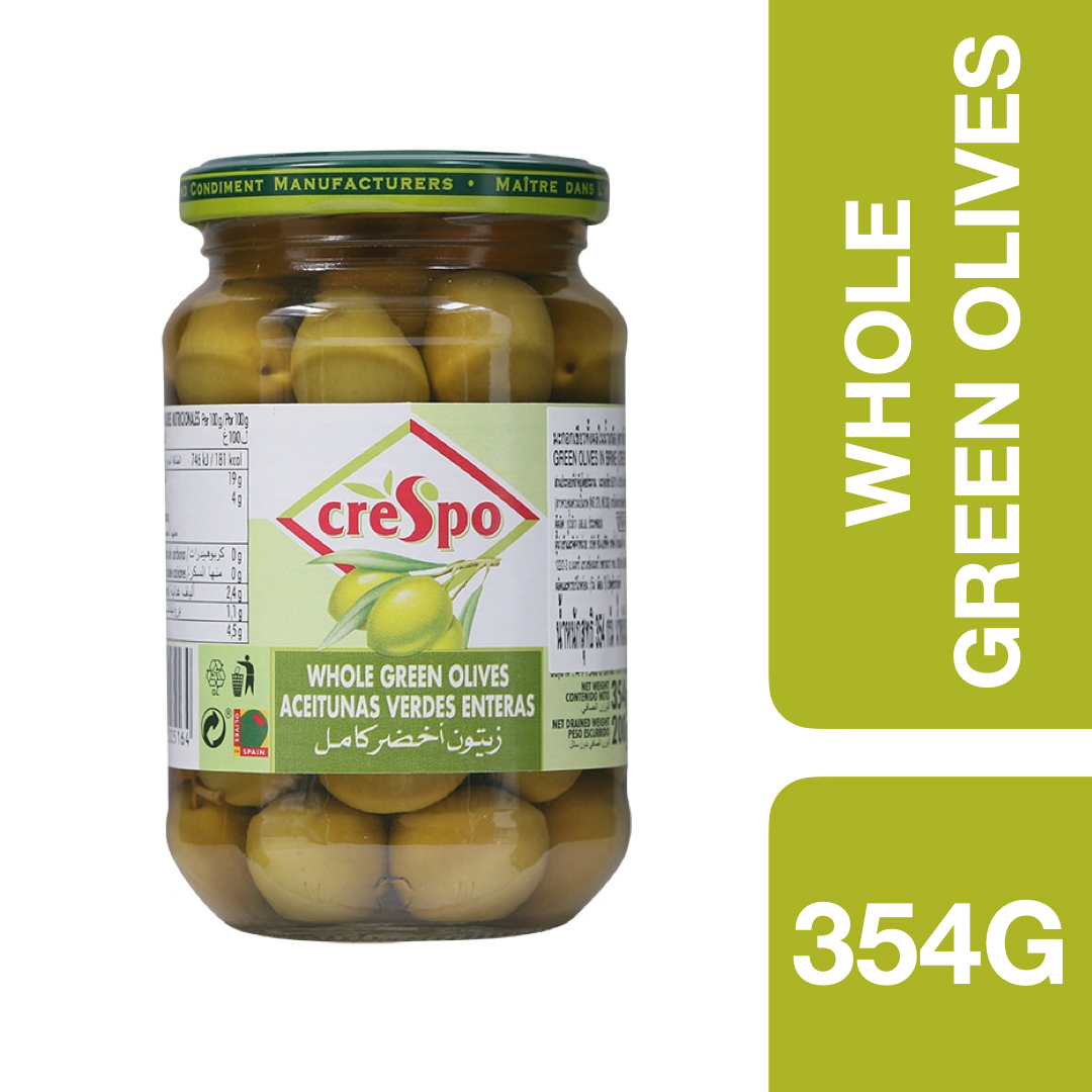 Crespo Whole Green Olives 354g ++ คริสโป มะกอกเขียวในน้ำเกลือ 354 กรัม