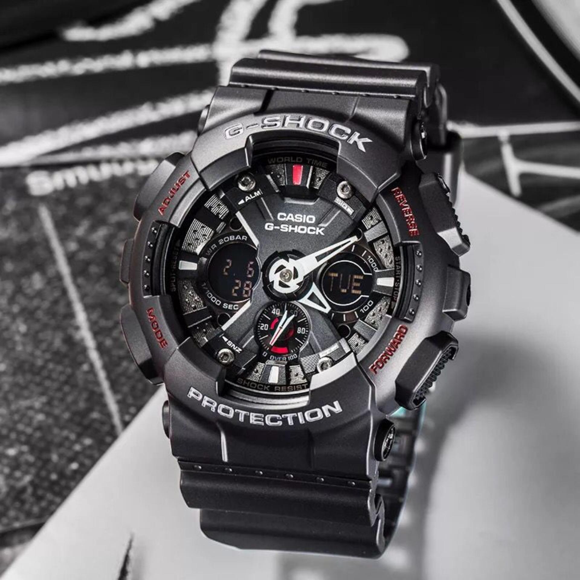 Casio G-shock นาฬิกาข้อมือผู้ชาย สีดำ สายเรซิ่น รุ่น GA-120-1ADR (ประกัน cmg)