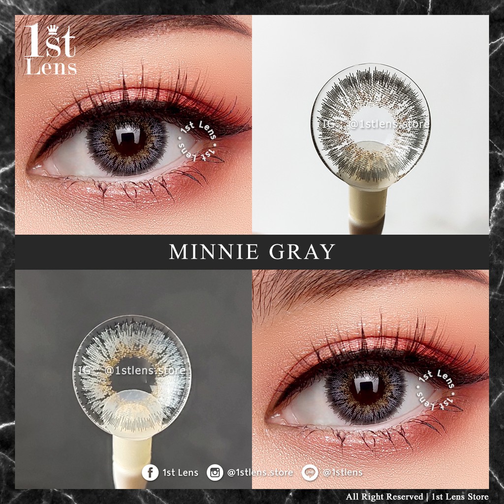 รุ่น ★ Minnie Gray ★ (0.00 ถึง -7.00) Dreamcolor1 Contact Lens | คอนแทคเลนส์ รายเดือน | สายตาสั้น | สีเทา