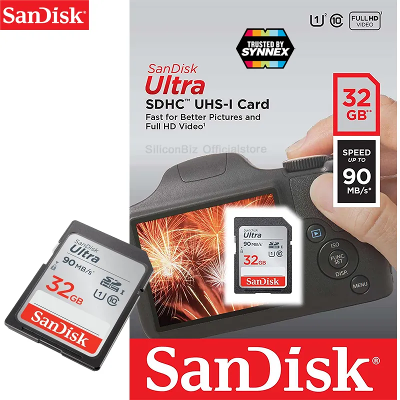 SanDisk Ultra SD Card 32GB Class10 Speed 90MB/s (SDSDUNR-032G-GN6IN) ใส่ กล้อง กล้องถ่ายรูป กล้องถ่ายภาพ กล้องคอมแพค กล้องDSLR SONY Panasonic Fuji Cannon Casio Nikon รับประกัน Synnex 10 ปี