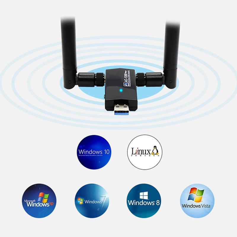 thumbnail image 2 of AC1200 Dual Band 5GHz USB 3.0 WiFi Adapter – 1200Mbps Long Range With Antenna For Windows/Linux 2 of 4
