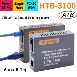 ภาพหน้าปกสินค้า（1 คู่）NetLINK Media Converter HTB-3100 (A/B) Fiber Optic 25KM Single-mode Single-fiber WDM RJ45 FTTH มีเดีย คอนเวอร์เตอร์ ที่เกี่ยวข้อง