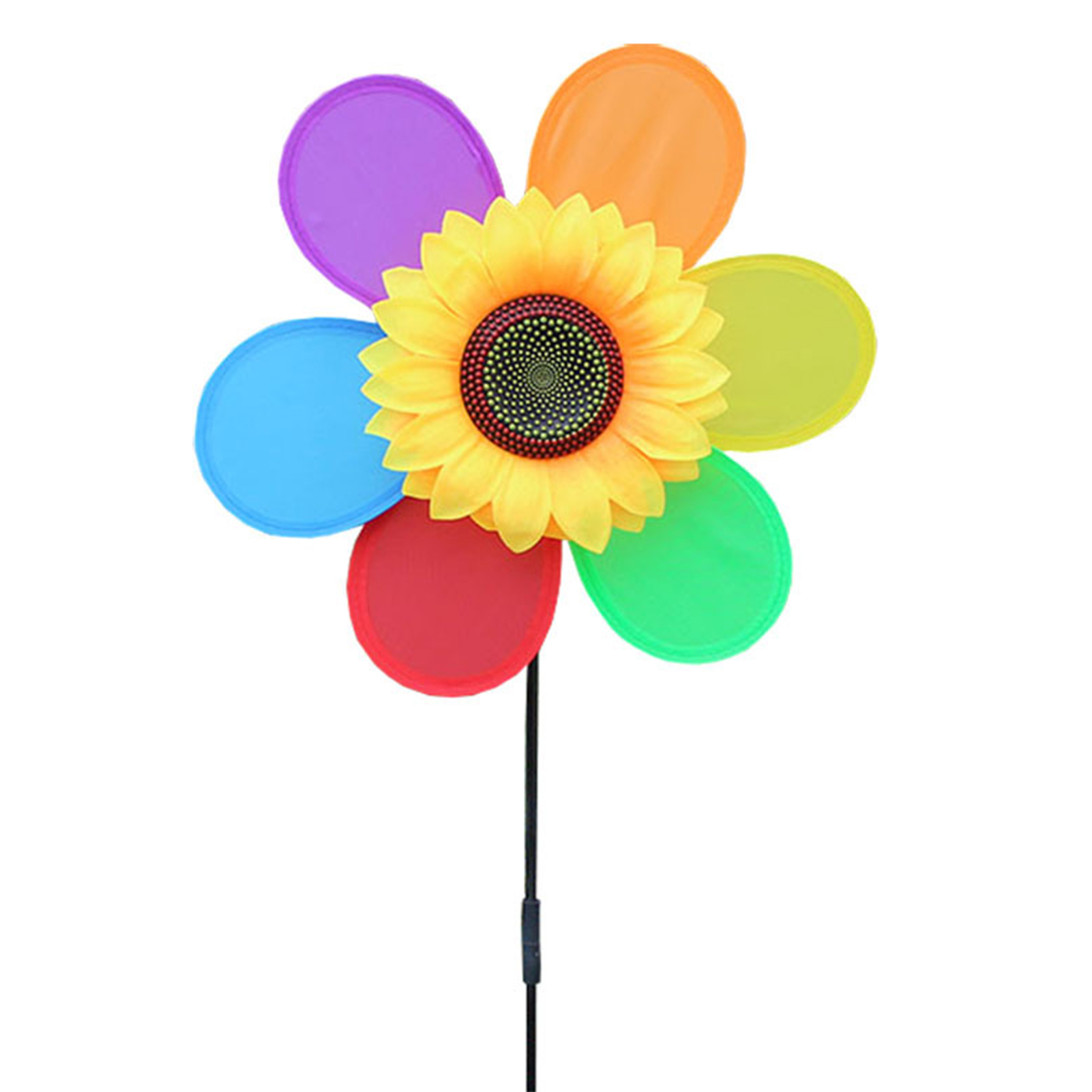 เด็กล้อ Pin ออกแบบดอกไม้หกใบ Single-Layer ดอกทานตะวันที่มีสีสัน Wind Spinner สำหรับตกแต่ง