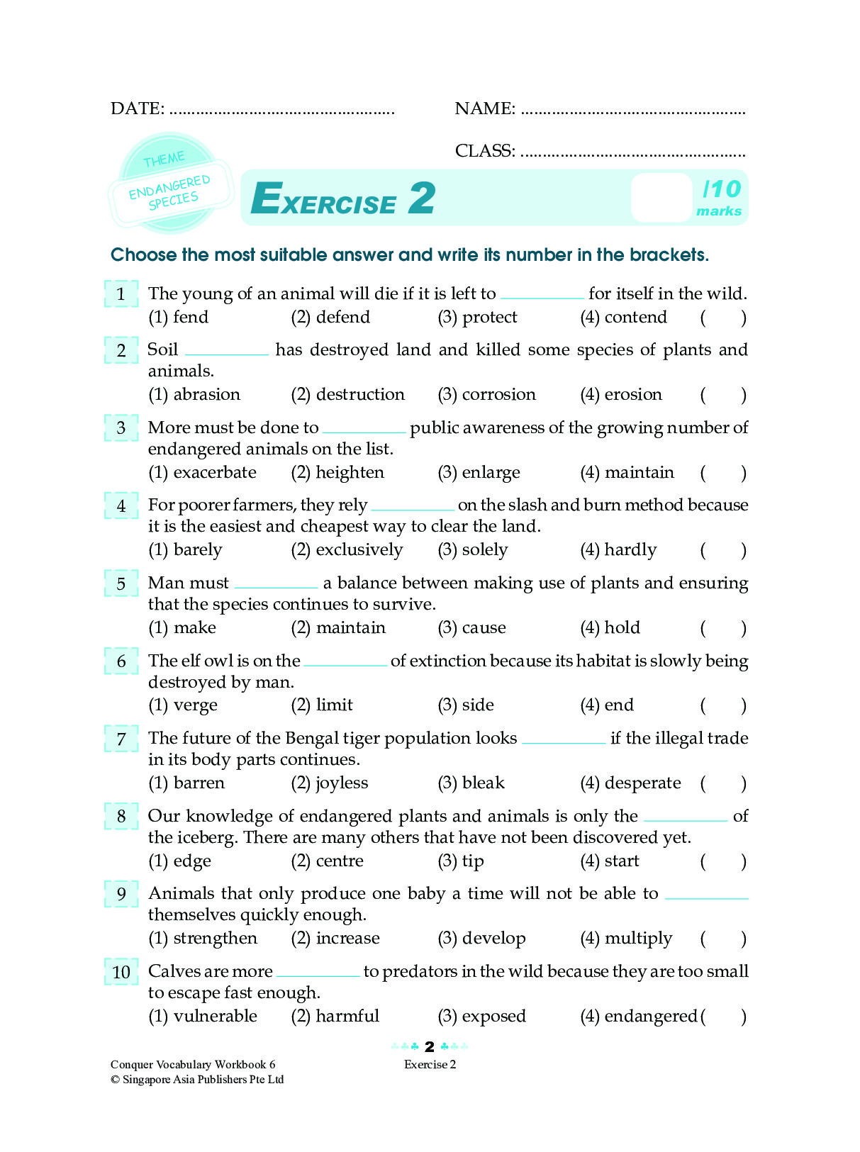 Global Education แบบทดสอบคำศัพท์ ป.6 Conquer Vocabulary For Primary ...