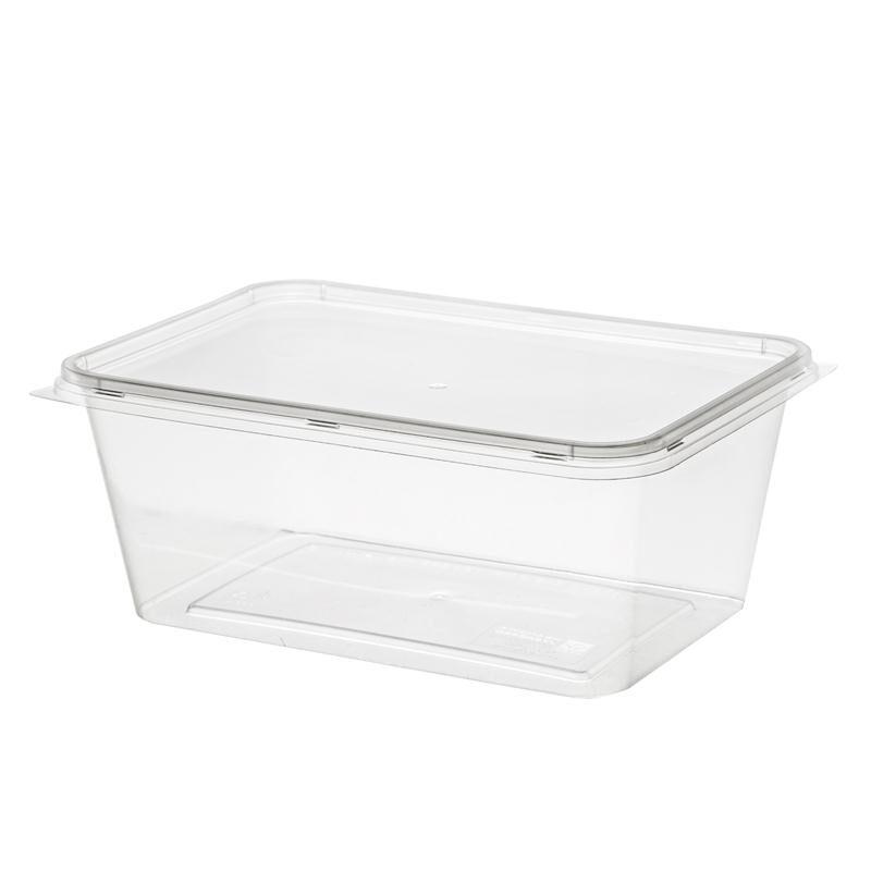 กล่องเหลี่ยมพร้อมฝาใส 1000มล. (แพ็ค25)/Square box with clear lid 1000 ml (Pack 25)