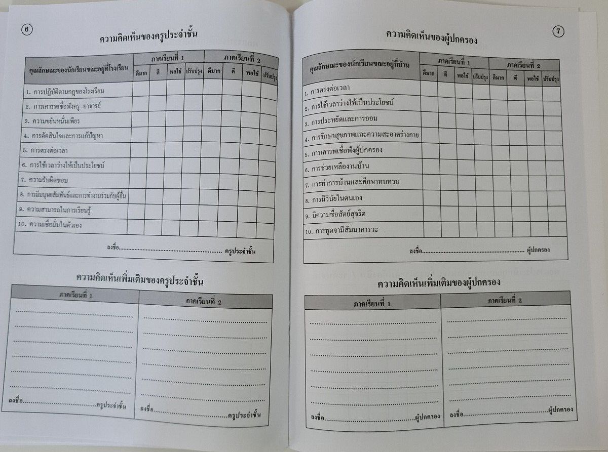 ปพ.6 สมุดรายงานผลการพัฒนาคุณภาพผู้เรียนรายบุคคล (ป.1-ม.3) 1 เล่ม ...