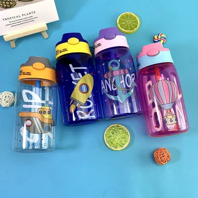 Cute portable water bottle, water cup with bouncy straw, no cut mouth for children, baby water bottle, baby water bottle