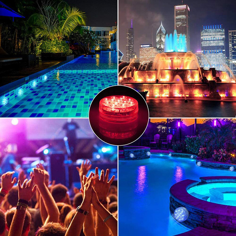 8.5CM 15 LED Submersible Led Pool Lights 16 Colors Underwater Pond ...