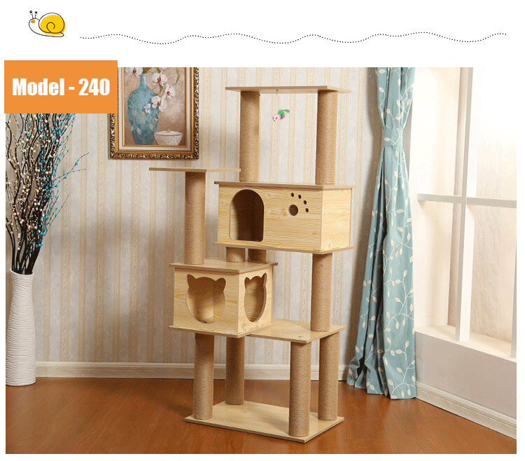 YOYOCAM คอนโดแมว 2 - 4 ชั้น ขนาดใหญ่ บ้านแมว 1- 2 ห้องนอน Cat Condo พร้อมที่ลับเล็บ Storey Pet House ถูกที่สุด (เลือกรุ่นได้)  color Model 240