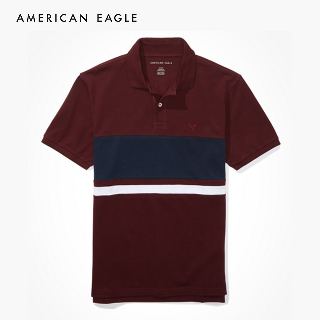 American Eagle Color Block Polo Shirt เสื้อ โปโล ผู้ชาย คัลเลอร์บล็อค(018-9114-613)
